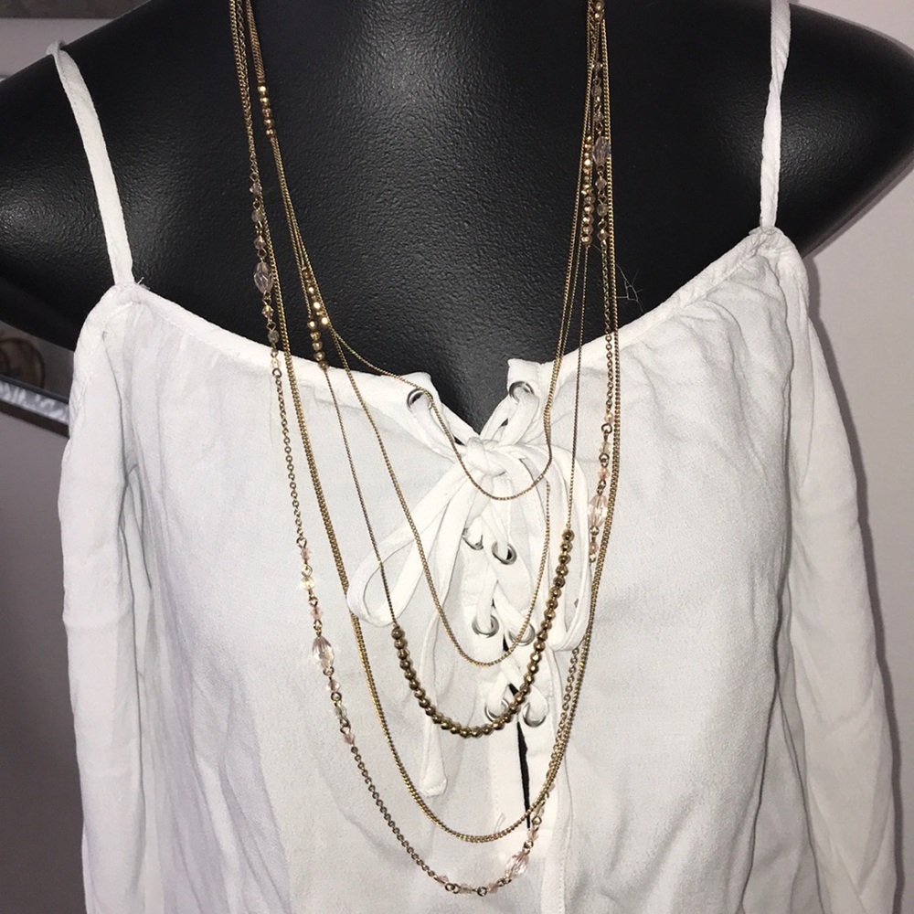 Multi-layer gold necklace